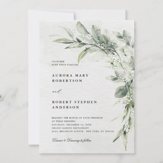 Salie Groene Eucalyptus Minimalistische Botanische Kaart (Voorkant)