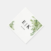 Salie Groene Eucalyptus Monogram Bruiloft Servet (Hoek)