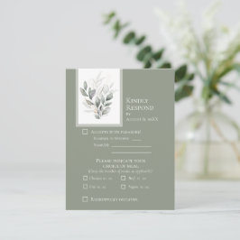 Salie Groene Eucalyptus Platte Huwelijks RSVP Kaar Kaartje