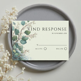 Salie Groene Eucalyptus QR Code Huwelijk RSVP Kaartje