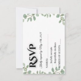 Salie Groene Eucalyptus Trouw RSVP Kaart