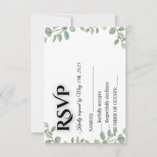 Salie Groene Eucalyptus Trouw RSVP Kaart