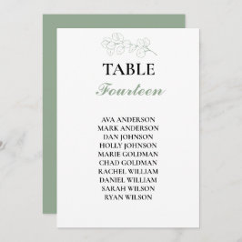 Salie Groene Eucalyptus Trouwtafel Nummer Zitplaat Kaart