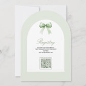 Salie Groene Flirterige Strik Boog QR Code Baby Bo Kaart (Achterkant)