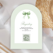 Salie Groene Flirterige Strik Boog QR Code Baby Bo Kaart