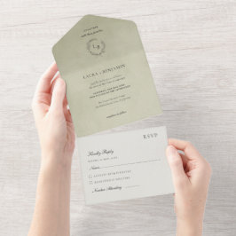 Salie Groene Fluwelen, Lauwerkrans Trouw All In One Uitnodiging