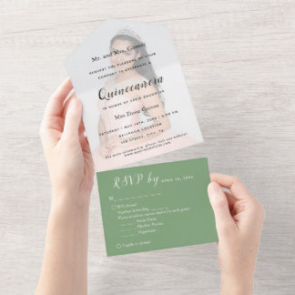 Salie Groene Foto Achtergrond RSVP Uitnodiging Eve