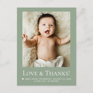 Salie Groene Foto Baby Liefde & dank Modern Briefkaart