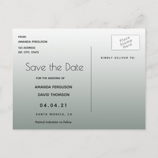 Salie groene foto bloemige trouw Save the Date Aankondigingskaart (Achterkant)