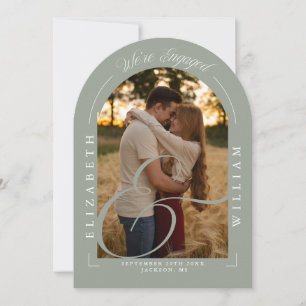Salie groene foto-boog kalligrafie engagement fees kaart