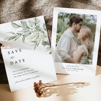 Salie Groene Foto Botanische Bruiloft Save The Date