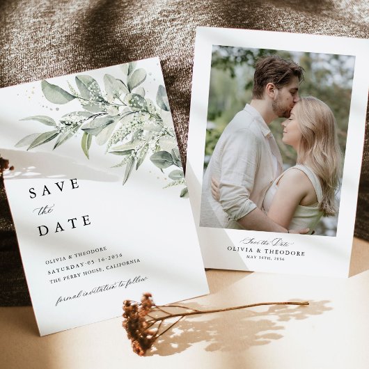 Salie Groene Foto Botanische Bruiloft Save The Date