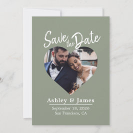 Salie Groene Foto Moderne Script Bewaar de Datum Save The Date