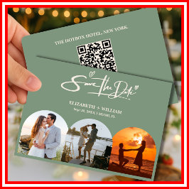 Salie Groene Foto QR Code Elegante Trouwdag Save The Date