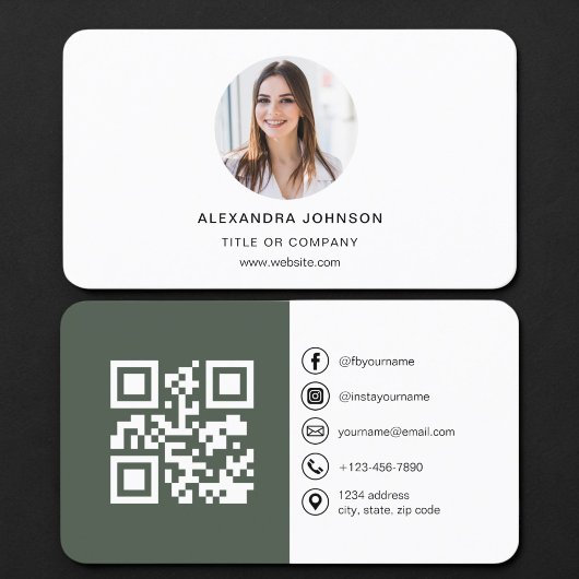 Salie Groene Foto QR Code Visitekaartje