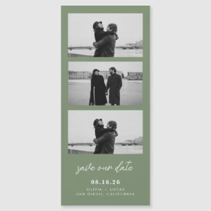 Salie Groene Foto Strip Magnetische Trouwkaart