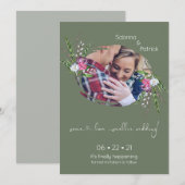 Salie Groene Fotolijst Bloemstuk Save The Date (Voorkant / Achterkant)