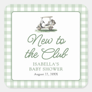Salie Groene Frame Golf Nieuw bij de Club Baby Sho Vierkante Sticker