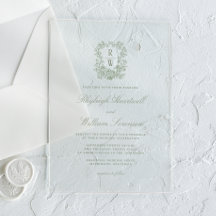 Salie Groene Franse Bloemige Monogram Wapen Huweli