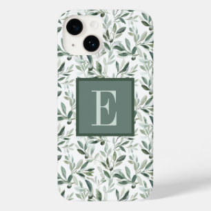 Salie Groene Franse Landelijke Olijf Monogram Case-Mate iPhone 14 Hoesje
