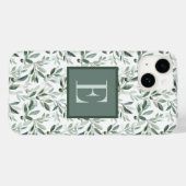 Salie Groene Franse Landelijke Olijf Monogram Case-Mate iPhone Case (Achterkant (horizontaal))