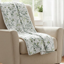 Salie Groene Franse Landelijke Waterverf Olijf Fleece Deken