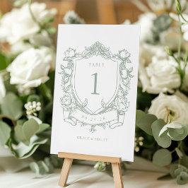 Salie Groene Franse Rozen Vintage Wapen Huwelijk Kaart