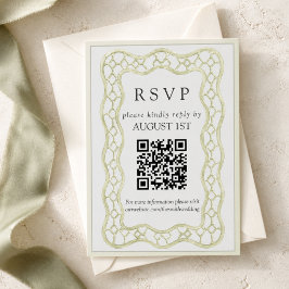 Salie groene Franse trellis bruiloft RSVP Kaartje