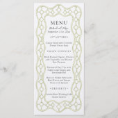 Salie Groene Franse Trellis Trouw Dinner Menu (Voorkant)