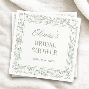 Salie Groene Franse Vintage Bloemrijke Bruiloftssa Servet