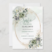 Salie Groene Gebladerte Botanische Save The Date (Voorkant)