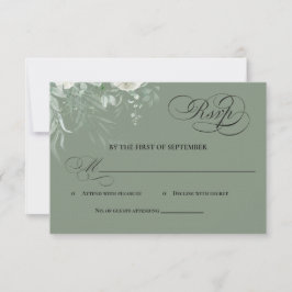 Salie Groene Gebladerte Calligrafie RSVP Kaart