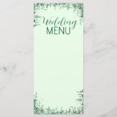 Salie Groene gebladerte Huwelijks Menu (Achterkant)