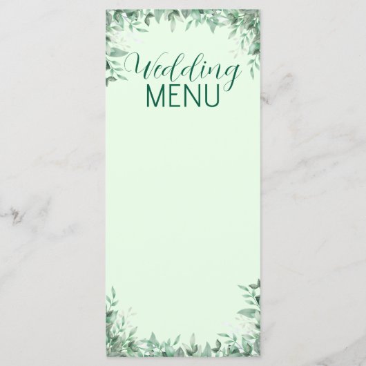Salie Groene gebladerte Huwelijks Menu (Achterkant)