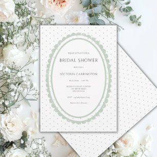Salie Groene Gekartelde Lijst Bruiloft Bridal Show Kaart