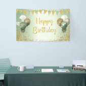 Salie Groene Gelukkige Verjaardag Decoraties voor  Spandoek (Beurs)