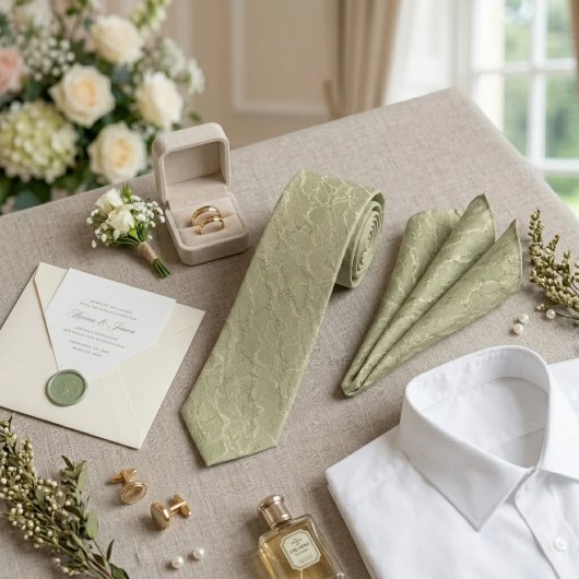 Salie groene gemarmerde textuur stropdas