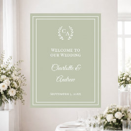 Salie groene gemerkte elegante huwelijksbegroeting poster
