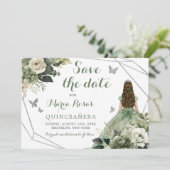 Salie groene geometrische prinses Quinceañera bloe Kaart (Staand voorkant)