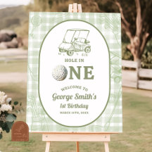 Salie groene geruite golf 1e verjaardag welkomstbo