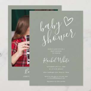 Salie Groene Geslachtsneutrale Baby Shower Foto Kaart
