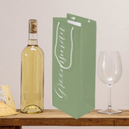Salie Groene Gestileerde Script Bruidsgetuige Wijn Cadeautas