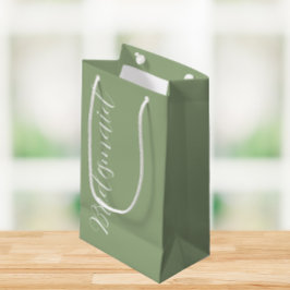 Salie Groene Gestileerde Script Trouw Bruidsmeisje Klein Cadeauzakje