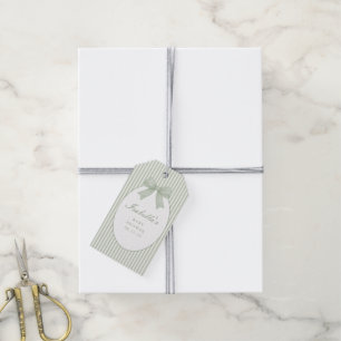 Salie groene gestreepte baby shower cadeaulabel