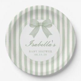 Salie groene gestreepte baby shower papieren bordje