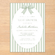 Salie groene gestreepte babyshower uitnodiging met