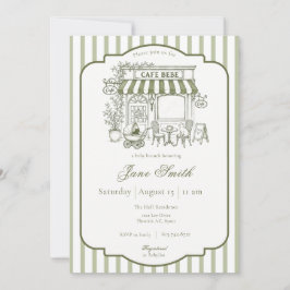 Salie groene gestreepte Cafe Bebe baby shower Kaart