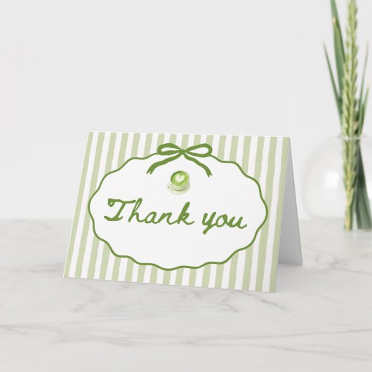 Salie Groene Gestreepte Frame Boog Matcha Dankkaar Bedankkaart (Voorkant)