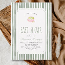 Salie Groene Gestreepte Matcha Thee Vintage Baby B