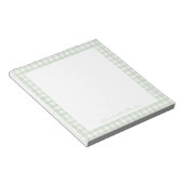Salie groene Gingham Aangepaste Naam Notitieblok (Schuin)
